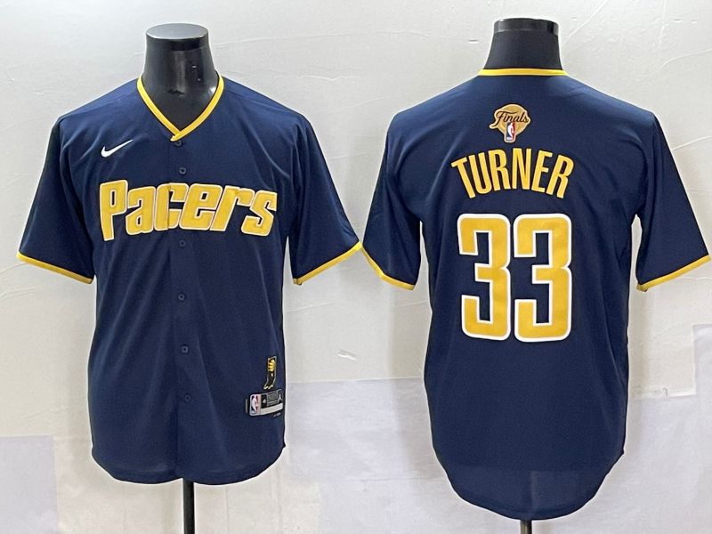Men 2025 Indiana Pacers #33 Turner Blue Joint Name NBA Jersey style 22